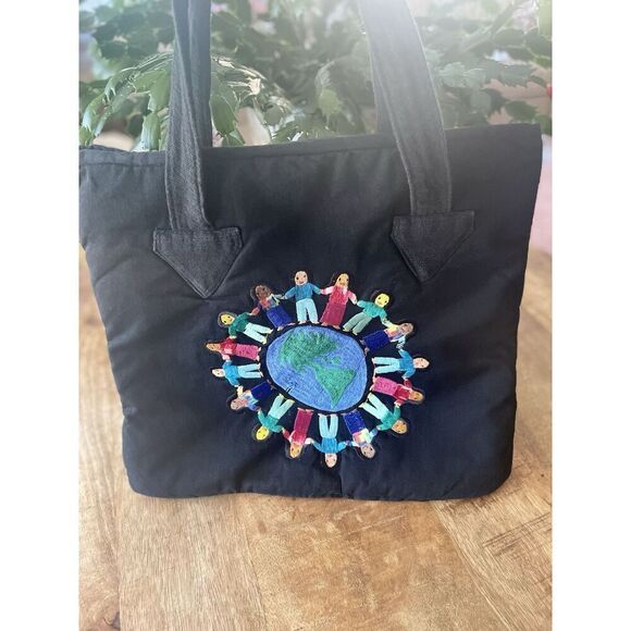 RUTH Y NOHEMI Guatemalan Colorful Children Of The Earth Padded Flat Bottom Tote - Picture 1 of 8